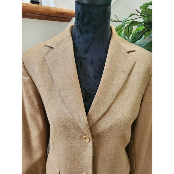 Pendleton Women's Tan Wool Two Buttons Single Breasted Fitted Blazer Size 10 - Picture 2 of 12